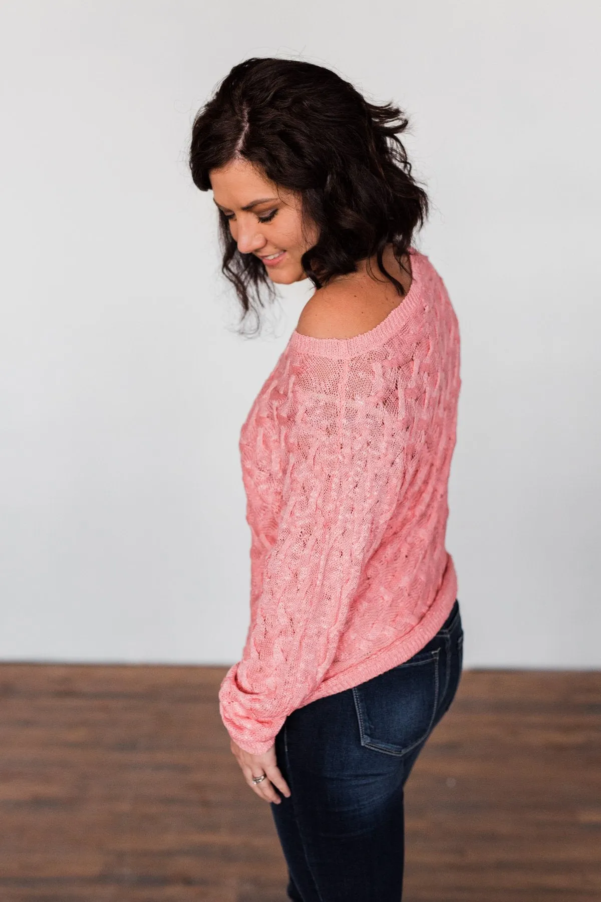 You've Got That Something Knit Sweater- Salmon Pink