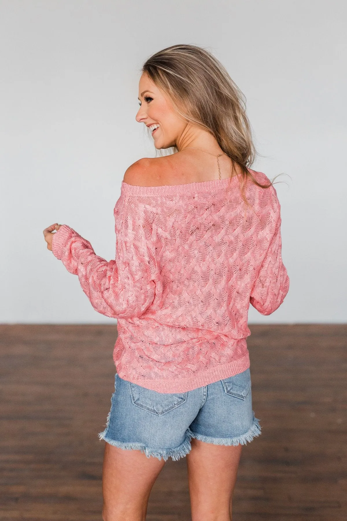 You've Got That Something Knit Sweater- Salmon Pink