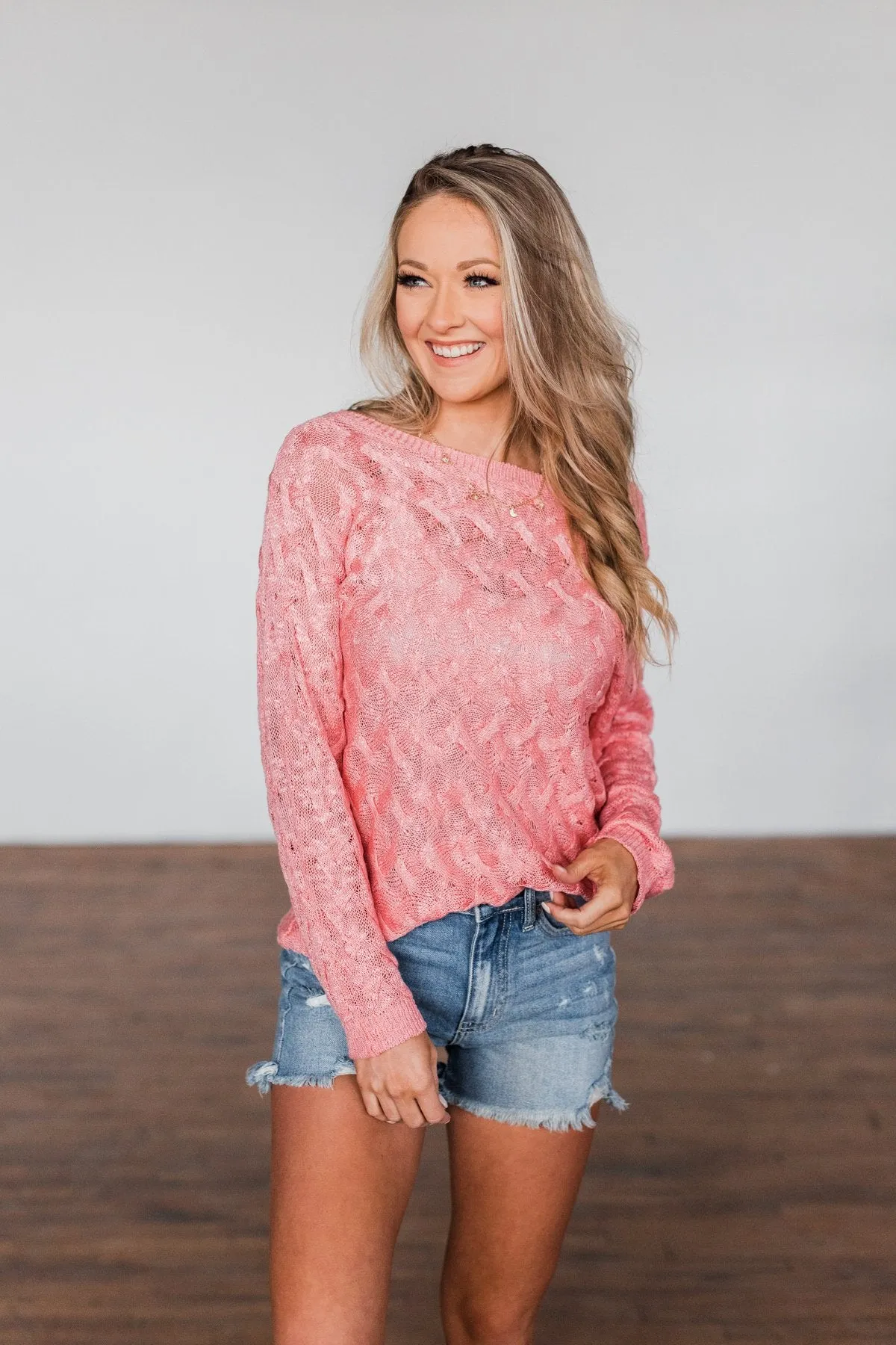 You've Got That Something Knit Sweater- Salmon Pink