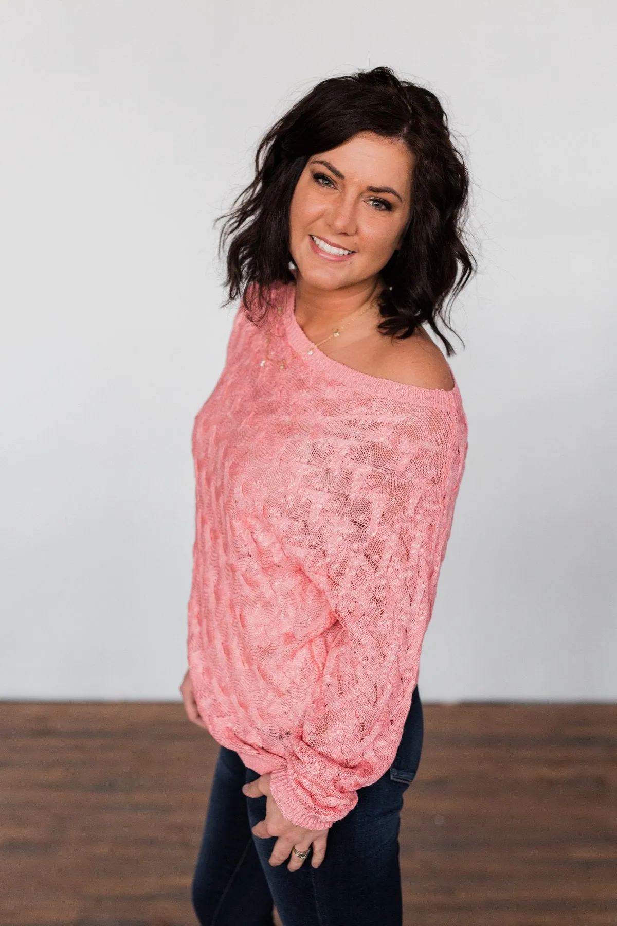 You've Got That Something Knit Sweater- Salmon Pink