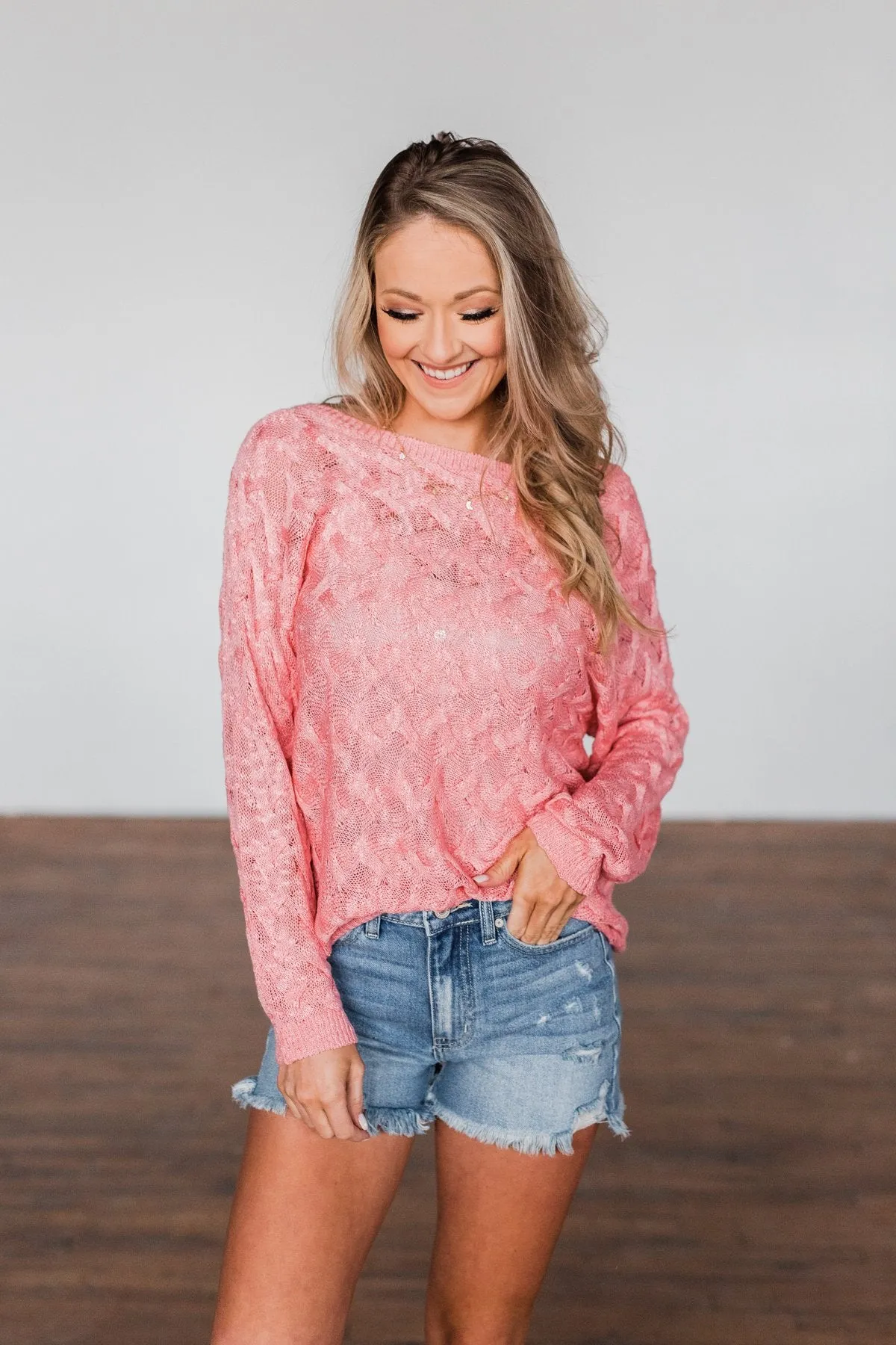 You've Got That Something Knit Sweater- Salmon Pink