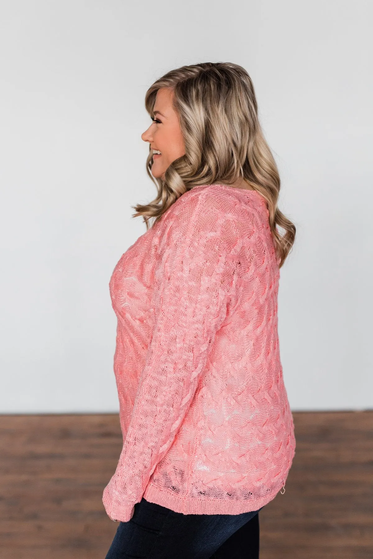 You've Got That Something Knit Sweater- Salmon Pink