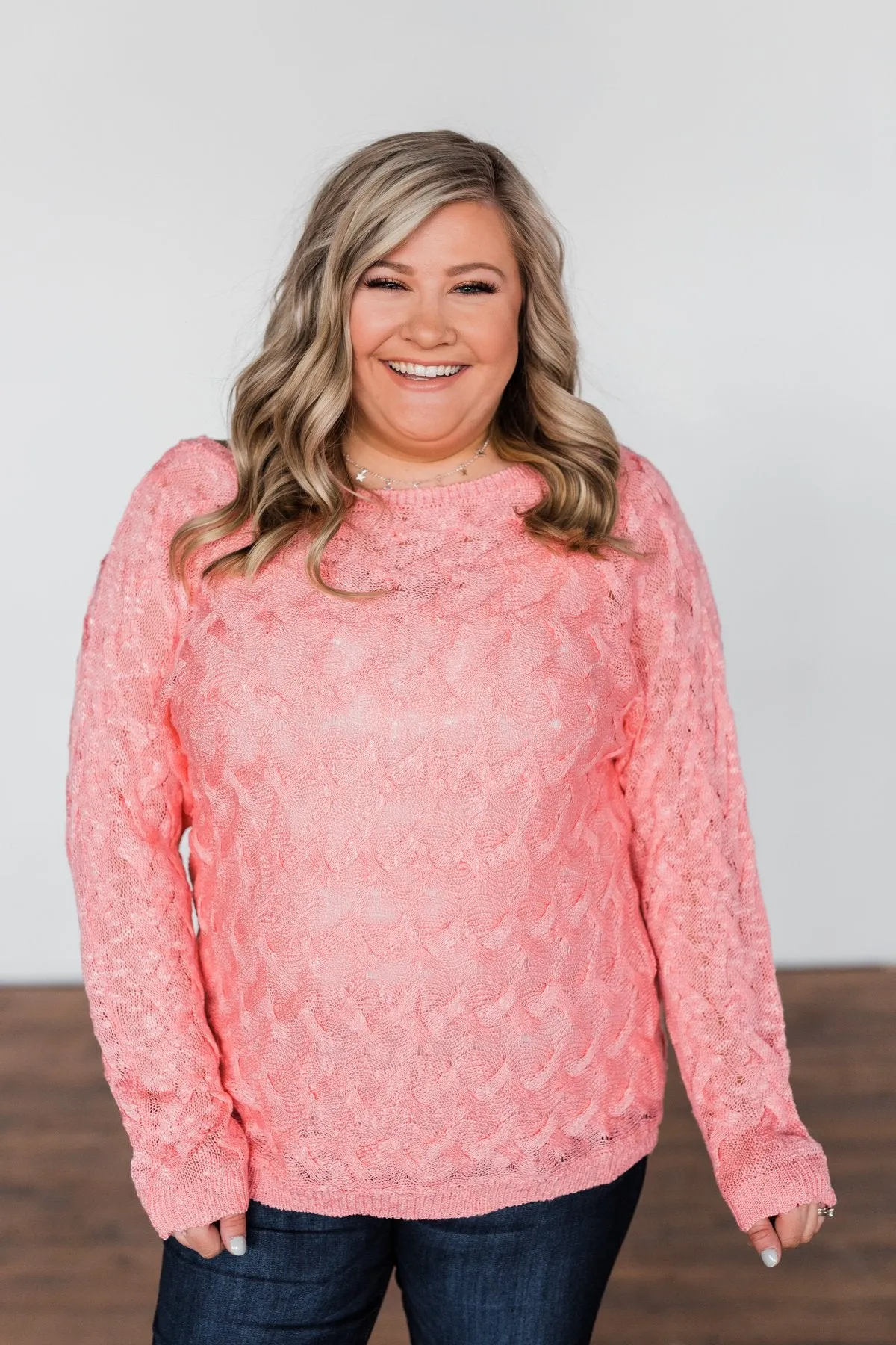 You've Got That Something Knit Sweater- Salmon Pink