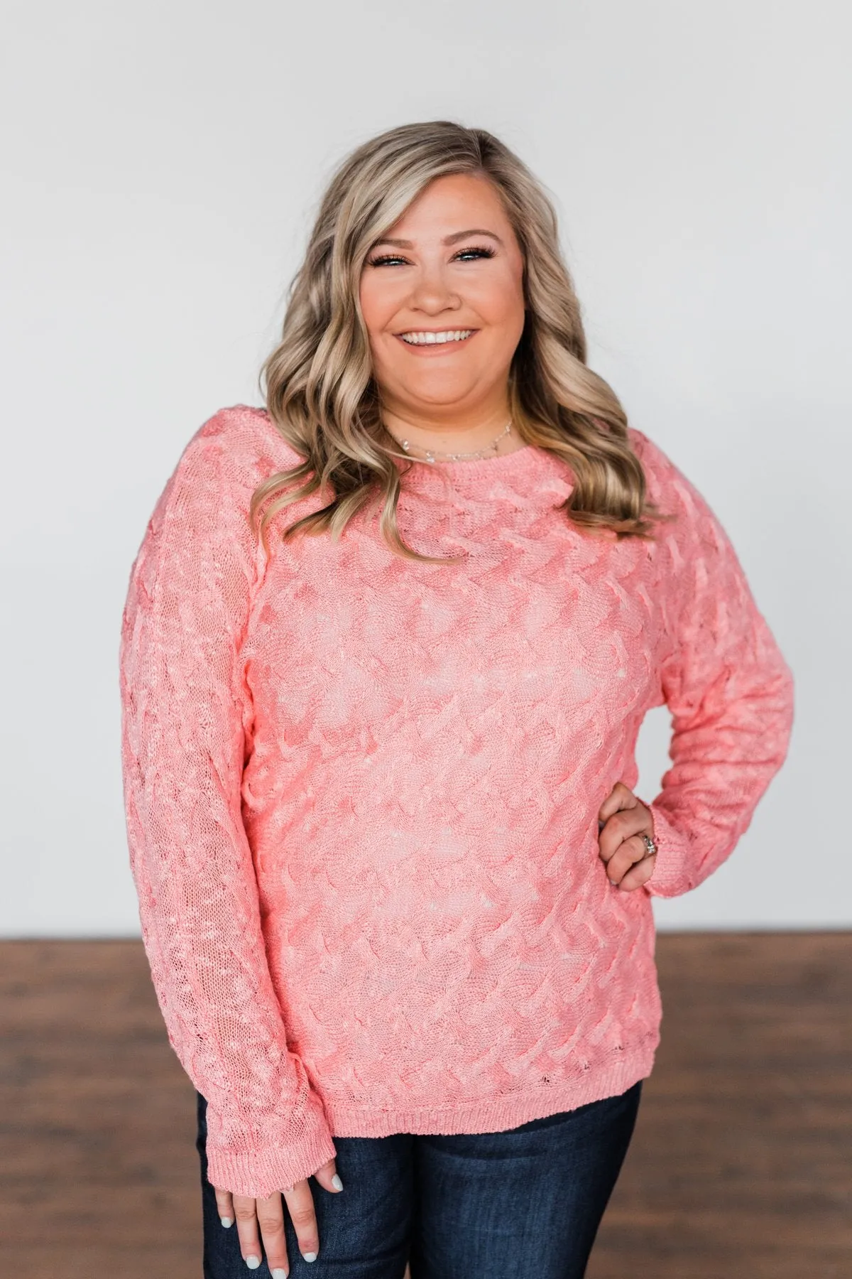 You've Got That Something Knit Sweater- Salmon Pink