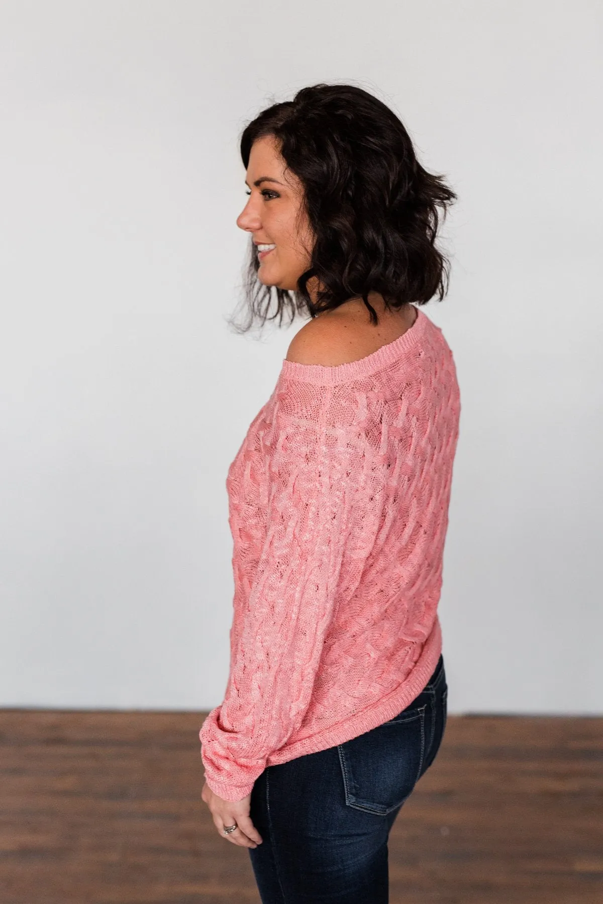 You've Got That Something Knit Sweater- Salmon Pink