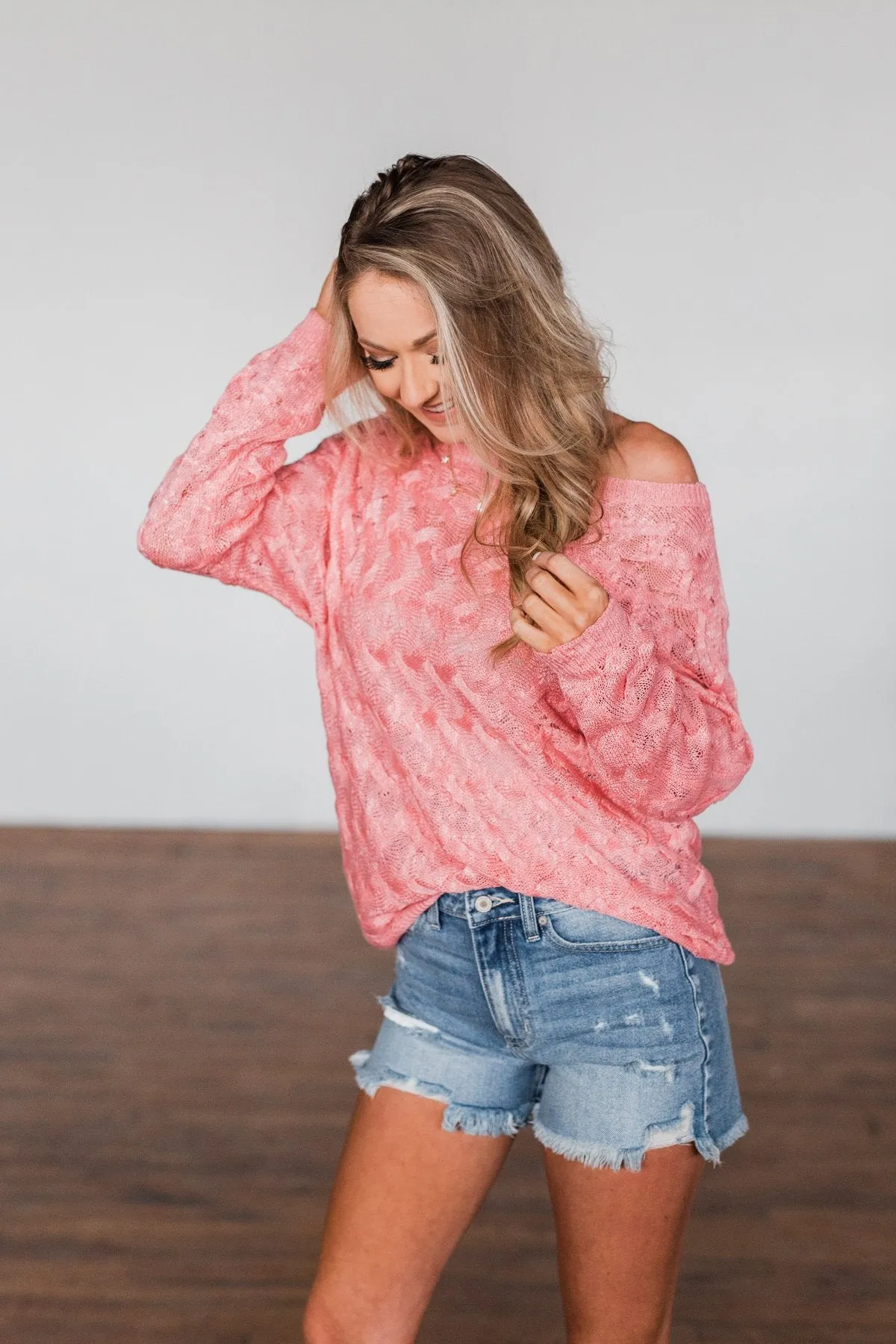 You've Got That Something Knit Sweater- Salmon Pink