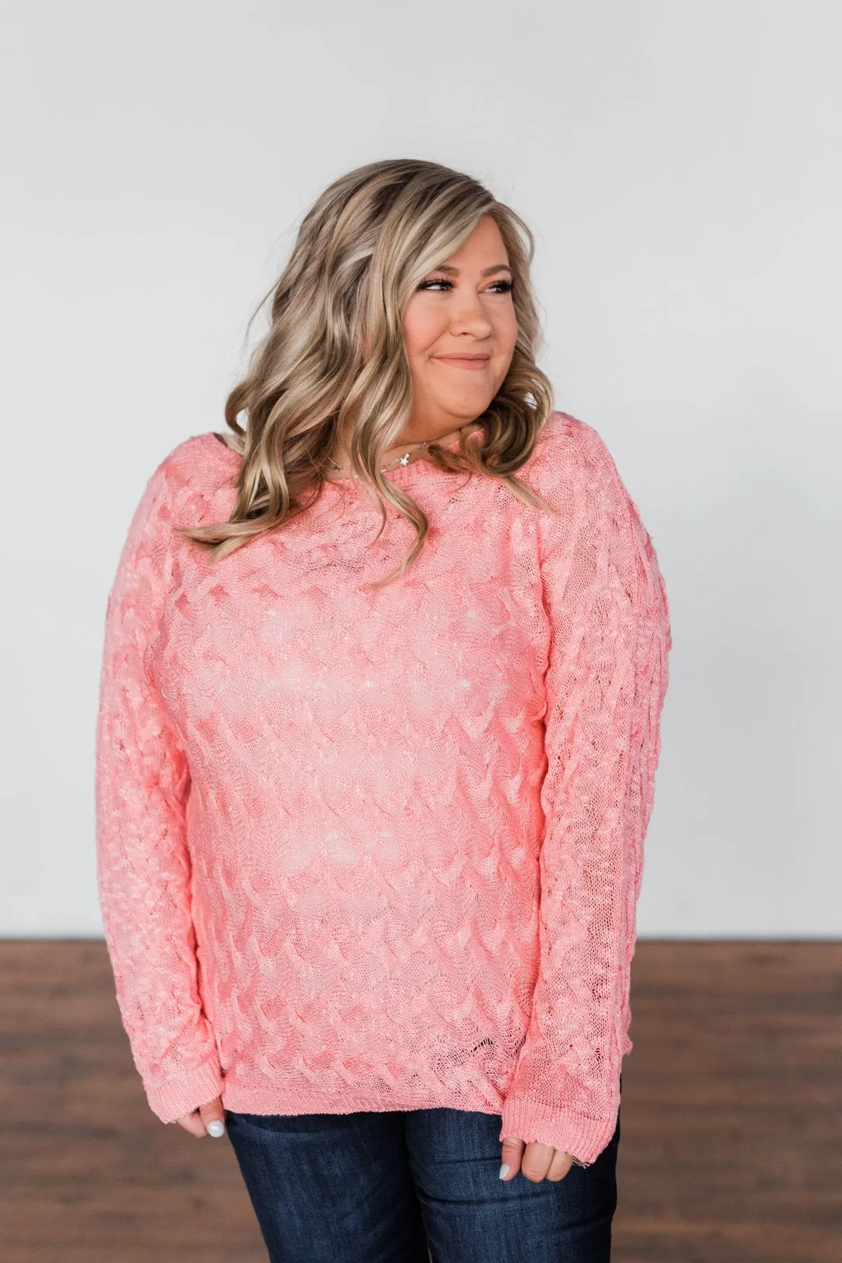 You've Got That Something Knit Sweater- Salmon Pink