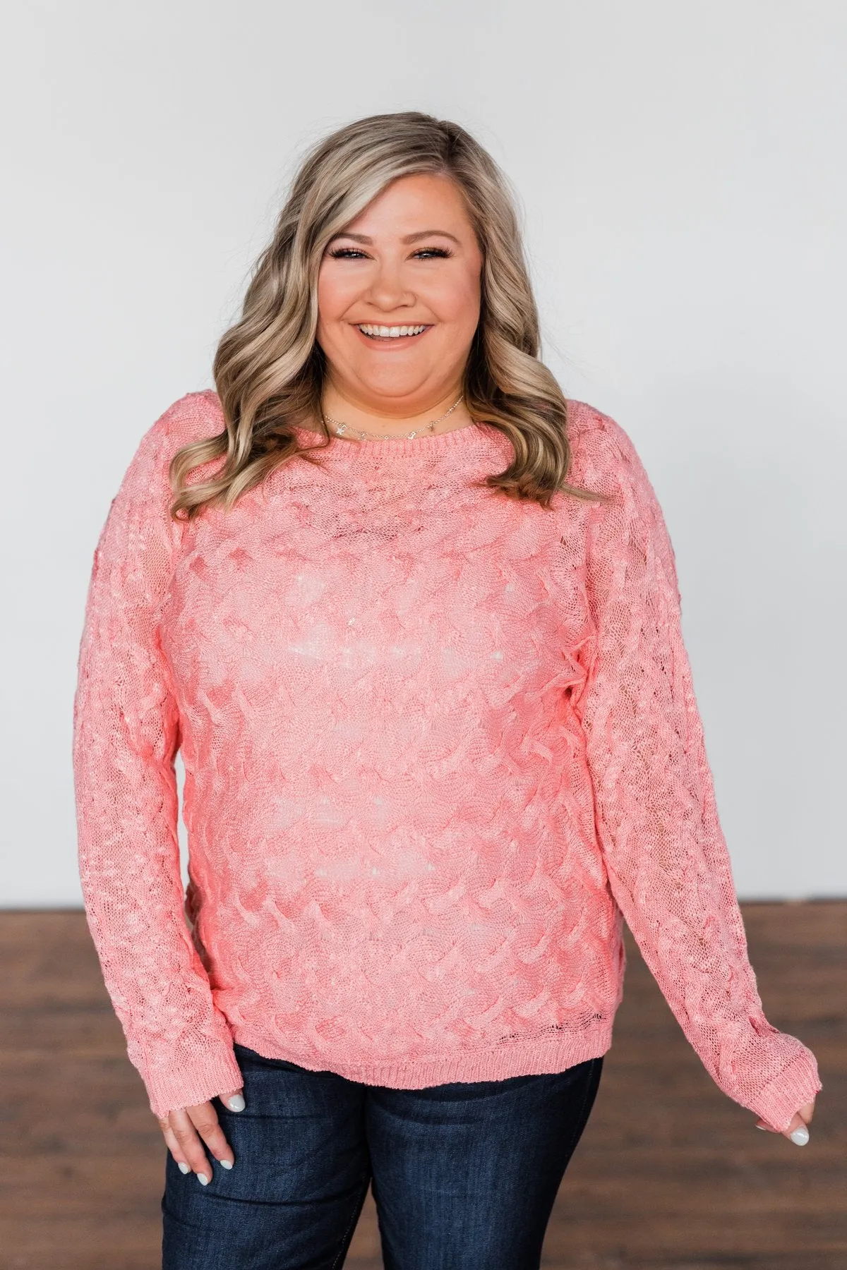 You've Got That Something Knit Sweater- Salmon Pink
