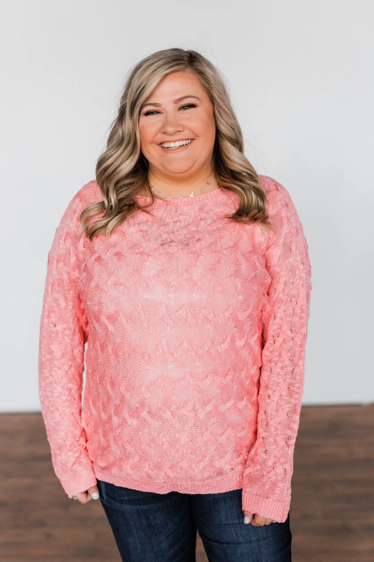 You've Got That Something Knit Sweater- Salmon Pink