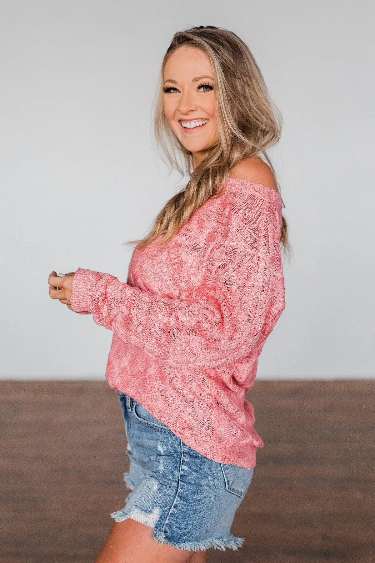 You've Got That Something Knit Sweater- Salmon Pink
