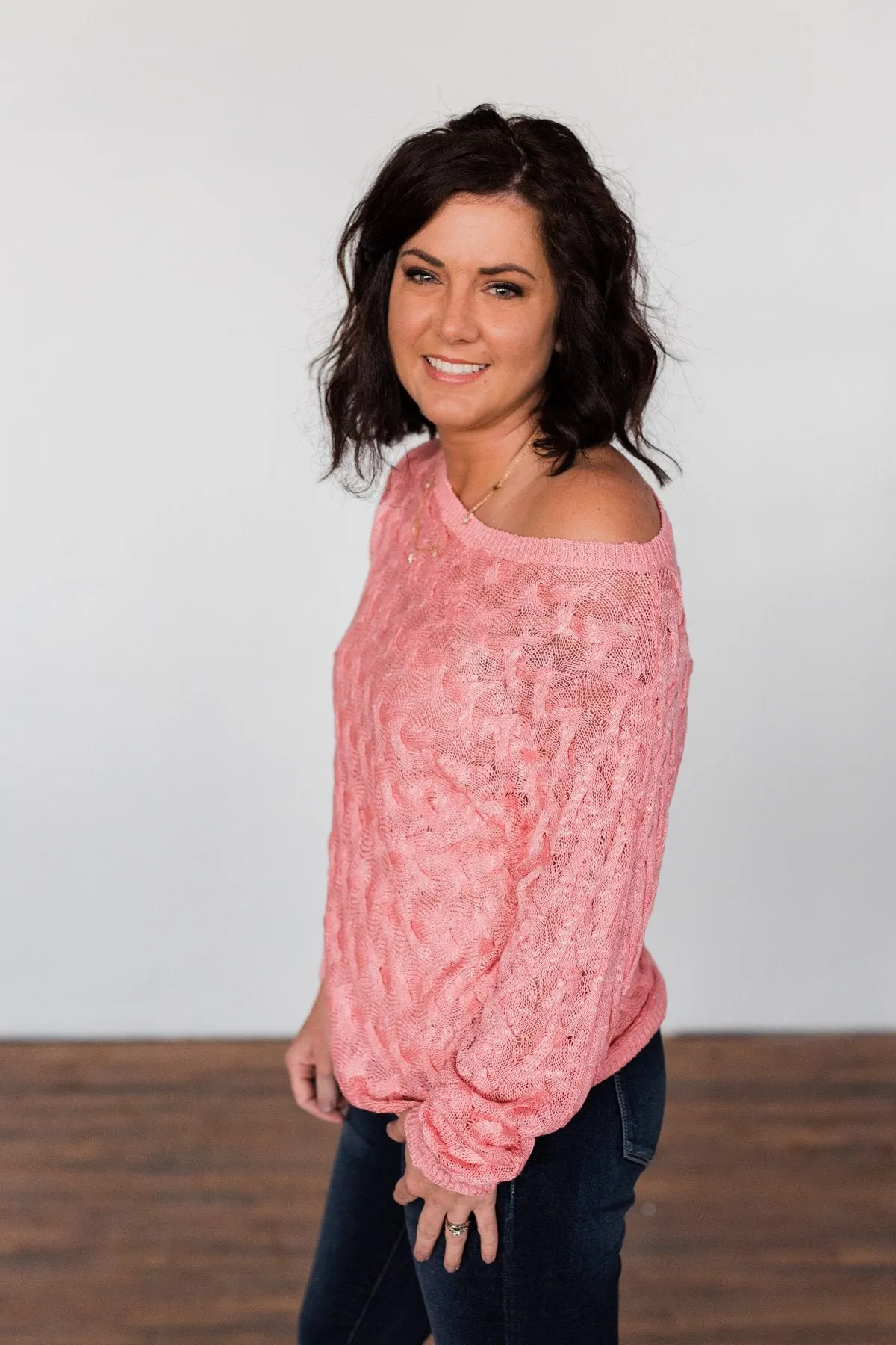 You've Got That Something Knit Sweater- Salmon Pink