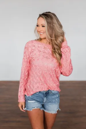 You've Got That Something Knit Sweater- Salmon Pink