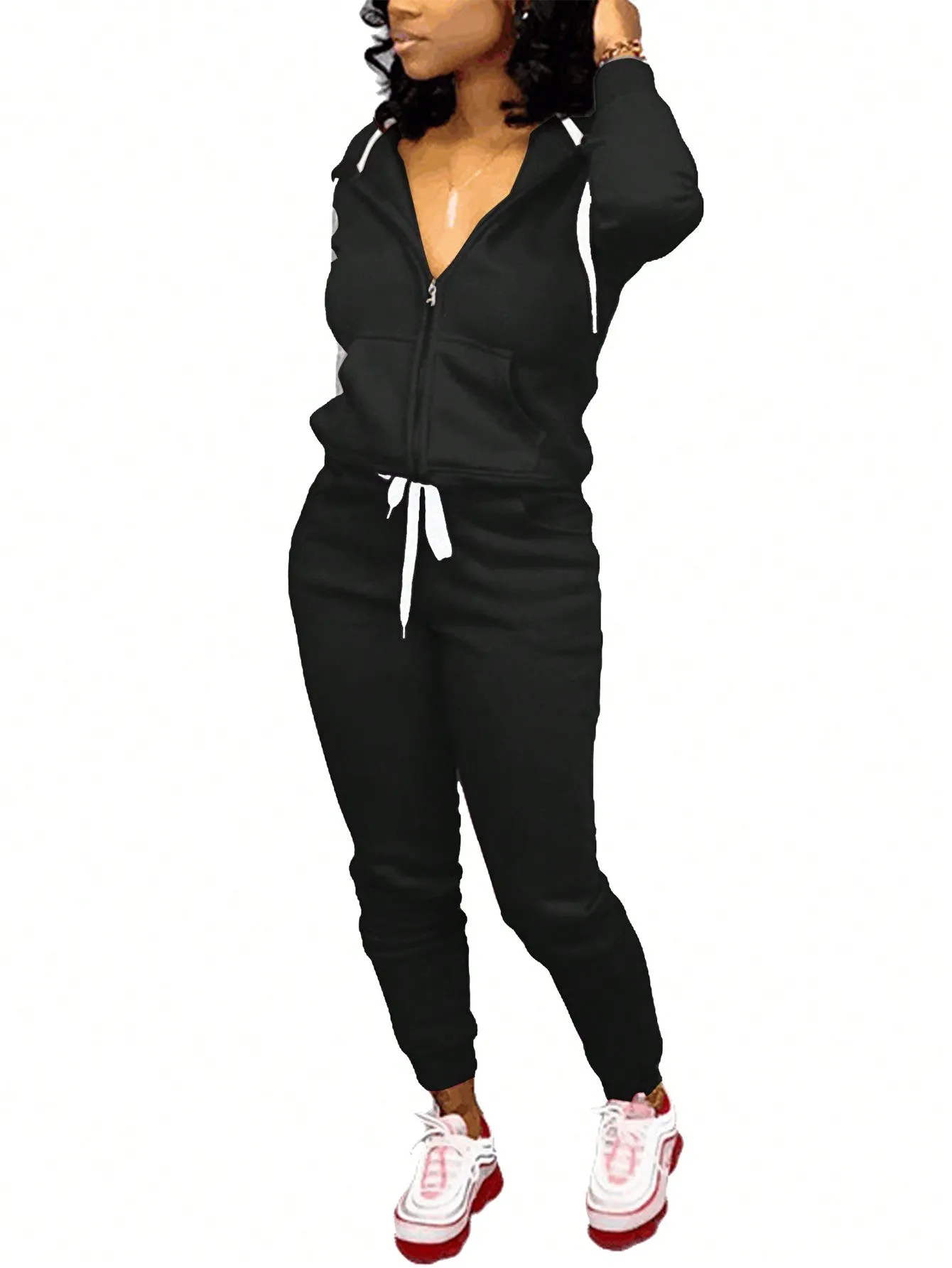 Zip Up Drawstring Hoodie & Sweatpants